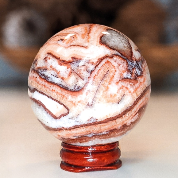 7cm Rhodochrosite Crystal Pork Stone Gemstone Sphere Over 300g! - Picture 2 of 8